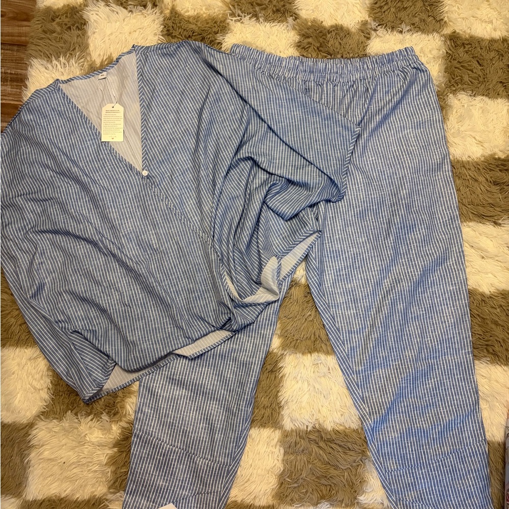 Blue Striped Two-Piece Set